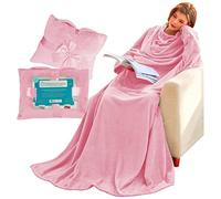 Lucadeau - Coperta con maniche e tasche, idea regalo di compleanno per mamme, sorelle, fidanzate, regalo di inaugurazione per la casa, divani, TV, 150 x 200 cm (rosa pallido)