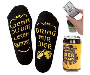 Lucadeau Regali originali per donne e uomini per Natale, calzini con scritta antiscivolo quando riesci a leggere, portami tè/caffè/cioccolato/Bie r/Gi n, regalo di compleanno, Calzini da birra +