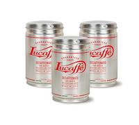 Lucaffè - 3 Barattoli Caffè Macinato Decaffeinato 250 Gr | Caffè di Altissima Qualità per Moka, macchine Filter Coffee senza caffeina, Tostatura Scura, Gusto Dolce e Fruttato, Cremoso, Aroma Intenso