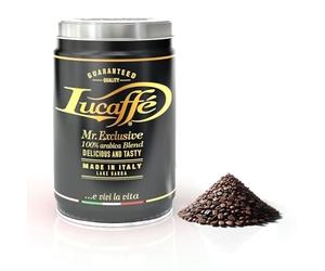 LUCAFFÈ Mr. Exclusive Arabica caffè in grani barattolo 250gr acciaio salva aroma caffè arabica origine Sud America Asia Africa chicchi di caffè gusto dolce aroma pane tostato corpo medio