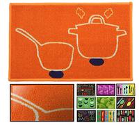 LucaHome Zerbino Cucina Moquette Antiscivolo Molto Assorbente, Zerbino Arancione 50 x 130 cm, Zerbino per Interno, Lavabile in Lavatrice