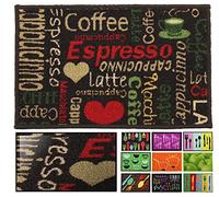LucaHome Zerbino Cucina Moquette Antiscivolo Molto Assorbente, Zerbino Coffe 40 x 60 cm, Zerbino per Interno, Lavabile in Lavatrice