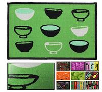LucaHome Zerbino Cucina Moquette Antiscivolo Molto Assorbente, Zerbino Tazze Verdi 40 x 60 cm, Zerbino per Interno, Lavabile in Lavatrice