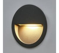 Lucande applique a LED da incasso Loya, Ø 11,5 cm, grigio, IP54 LUCANDE