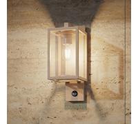 Lucande Applique da esterno Ferda, sensore, portalampada inferiore, beige LUCANDE