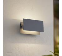 Lucande, applique da esterno LED Meja, grigia, metallo, 27 cm, IP54 LUCANDE