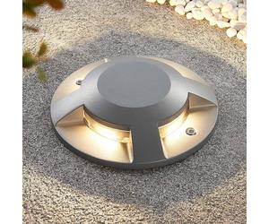 Lucande Faretto da pavimento a LED Jeffrey, argento, 4 uscite luce LUCANDE