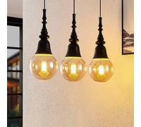Lucande Gesja a sospensione, 3 luci, lunga, nero LUCANDE