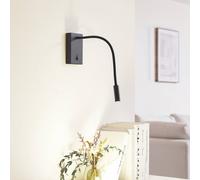 Lucande Lampada a LED da lettura Hetti, nero, metallo, altezza 14 cm LUCANDE