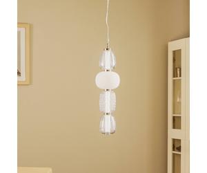 Lucande Lampada a sospensione Fedra, vetro, grigio/bianco, Ø 17 cm LUCANDE
