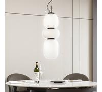 Lucande Lampada a sospensione LED Lucya, a 3 luci, vetro, bianco, 64,5 cm LUCANDE