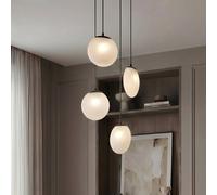 Lucande Lampada a sospensione Lunelle, nera, vetro, a 4 luci, Ø 40 cm LUCANDE