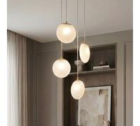 Lucande Lampada a sospensione Lunelle, ottone, vetro, a 4 luci, Ø 40 cm LUCANDE
