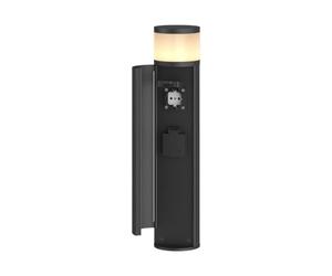 Lucande Lampada da con 2 prese corrente, Paletto luminoso Segnapassi in Alluminio, Lampioncini da giardino esterno con attacco elettrico, Lampada da esterno IP44, lampadina esclusa (1x G9)