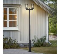 Lucande lampada da esterno Siveta, 240 cm, a 2 luci, nera, E27, IP65 LUCANDE