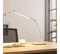 Lucande Lampada da scrivania a LED Nicano, grigio, metallo, dimmerabile. LUCANDE