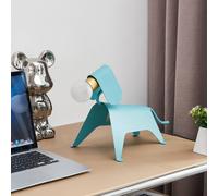 Lucande Lampada da tavolo Idalina, cane, azzurro, ferro, 41 cm LUCANDE