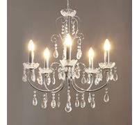 Lucande lampadario Solveig, Ø 60 cm, a 5 luci, cromo LUCANDE
