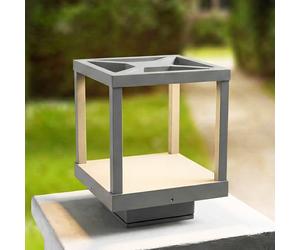 Lucande Lampioncino LED Lealan, grigio, metallo, 23 cm, IP54 LUCANDE