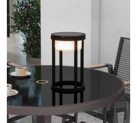 Lucande LED lampada solare da tavolo Tilena, rotonda, nera, dimmerabile LUCANDE