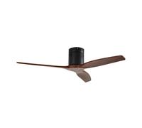 Lucande Lindby Ventilatore da Soffitto in Legno, Design Moderno con Telecomando Ø132 cm 6 Velocità Timer 3 Pale 66 Funzione Estate Inverno Camera Da Letto Nero Scandinavo