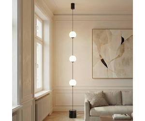 Lucande Piantana LED Darrow, nero/opale, vetro, dimmerabile LUCANDE
