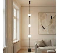 Lucande piantana LED Sphere, nero/opale, vetro, dimmerabile LUCANDE