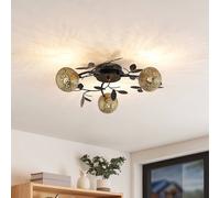 Lucande plafoniera Evory, Ø 53 cm, a 3 luci, nero/oro, G9 LUCANDE