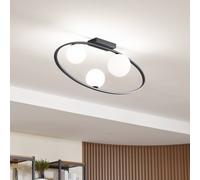 Lucande plafoniera Kulka, a 3 luci, nero, vetro, G9 LUCANDE
