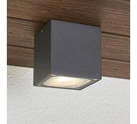 Lucande Plafoniera LED Tanea, 10x10 cm, grigio scuro, IP54 LUCANDE