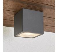 Lucande Plafoniera LED Tanea, 12x12 cm, grigio scuro, IP54 LUCANDE