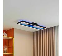 Lucande Smart Plafoniera LED Tjado, 100 cm, nero, RGBW LUCANDE