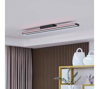 Lucande Smart plafoniera Leicy black 8 cm RGB CCT LUCANDE