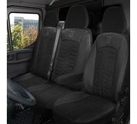 LUCARO Coprisedili Auto TORNADO per Fiat Ducato Peugeot Boxer Citroen Jumper Opel Movano C RAM Promaster - set coprisedili 1+2 - Coprisedili Auto Nero - Accessori Auto - Copertura Sedile Anteriore