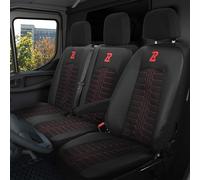 LUCARO Coprisedili Auto TORNADO per Ford Transit 2013 e Successivi - Set Coprisedili 1+2 - Coprisedili Auto Rosso - Accessori Auto - Copertura Sedile Anteriore Auto