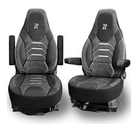 LUCARO Coprisedili per camper Fiat Ducato, Peugeot Boxer, Citroën Jumper, Opel Movano C in similpelle Grigio Capri e similpelle - Set da 2 - Accessori per camper