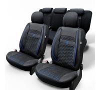 LUCARO Coprisedili universali per auto Eco-Leather TORO Nero e blu posti Precedente - Set coprisedili ideali come accessori per auto - Protegge i sedili della tua auto
