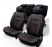 LUCARO Coprisedili universali per auto Eco-Leather TORO Nero e rosso posti Precedente - Set coprisedili ideali come accessori per auto - Protegge i sedili della tua auto