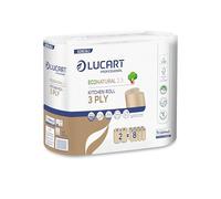 Lucart Professional, EcoNatural 2.3, Asciugatutto in Fiberpack, Ideale per Ambienti professionali e Uffici, 2 Rotoli da 200 Fogli, 23x21 cm, Confezione da 12 rotoli
