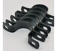 Lucas Shops - Cinghia per tubi a due fori per raccordi per tubi da 3/4", staffa a U, confezione da 6 pezzi, colore: nero