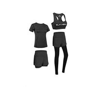 LucaSng Tute da Donna Set Morbido e Traspirante Confortevole Asciugatura Rapida Running Jogging Gym Sweatsuit Set da 5 Pezzi Set di Abbigliamento Sportivo da Donna (Grigio Scuro 4pz, M)