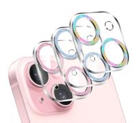 LucBuy 3 Pezzi Protezione per Obiettivo Fotocamera Scintillante per iPhone 12/iPhone 12 Mini, Copertura Acrilica Trasparente Completa Decorazione Glitterata Colorata Protezione per Fotocamera