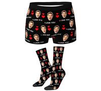 LucBuy Boxer Personalizzati con Foto per Uomo, Biancheria Intima Divertente Personalizzata con Testi di Immagini del Viso,Pantaloncini Personalizzati Mutande novità Regali di San Valentino (A183)