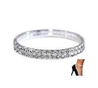 LucBuy Cavigliera con diamanti scintillanti, elastica, con strass brillanti, gioiello da sposa per l'estate, adjustable, Ottone, Strass