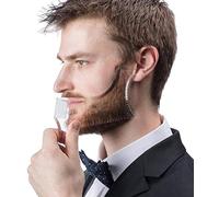 Lucbuy Guida per Barba Strumento Shaper o Modello Trasparente per Il Taglio e la Rasatura, Modella Il Modello con 4 Linee di Controllo per Grooming e Pettine per Baffi