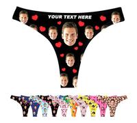 LucBuy Infradito Personalizzati con Foto Testo, Intimo Slip Personalizzato, novità Moglie Marito Foto del Volto Mutande, Divertenti Slip Bikini, Regalo di Compleanno per San Valentino (E96)