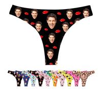 LucBuy Infradito Personalizzati con Foto Testo, Intimo Slip Personalizzato, novità Moglie Marito Foto del Volto Mutande, Divertenti Slip Bikini, Regalo di Compleanno per San Valentino (B21)