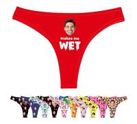 LucBuy Infradito Personalizzati con Foto Testo, Intimo Slip Personalizzato, novità Moglie Marito Foto del Volto Mutande, Divertenti Slip Bikini, Regalo di Compleanno per San Valentino (B17)