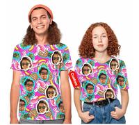 LucBuy Magliette Personalizzate con Foto del Viso, T-Shirt Girocollo Personalizzate, Camicia a Maniche Corte con Testo con Immagine Divertente, Personalizza Le Camicie Regali novità (A1)