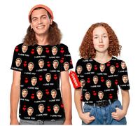 LucBuy Magliette Personalizzate con Foto del Viso, T-Shirt Girocollo Personalizzate, Camicia a Maniche Corte con Testo con Immagine Divertente, Personalizza Le Camicie Regali novità (A1)